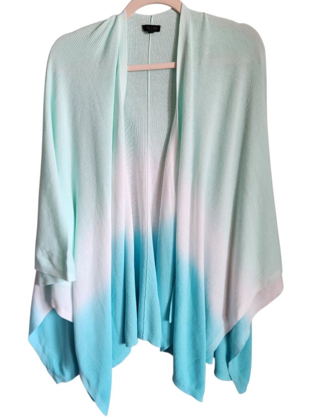 Talbots Blue White Ombre Dip Dye Knit Wrap One Size Lightweight Women's